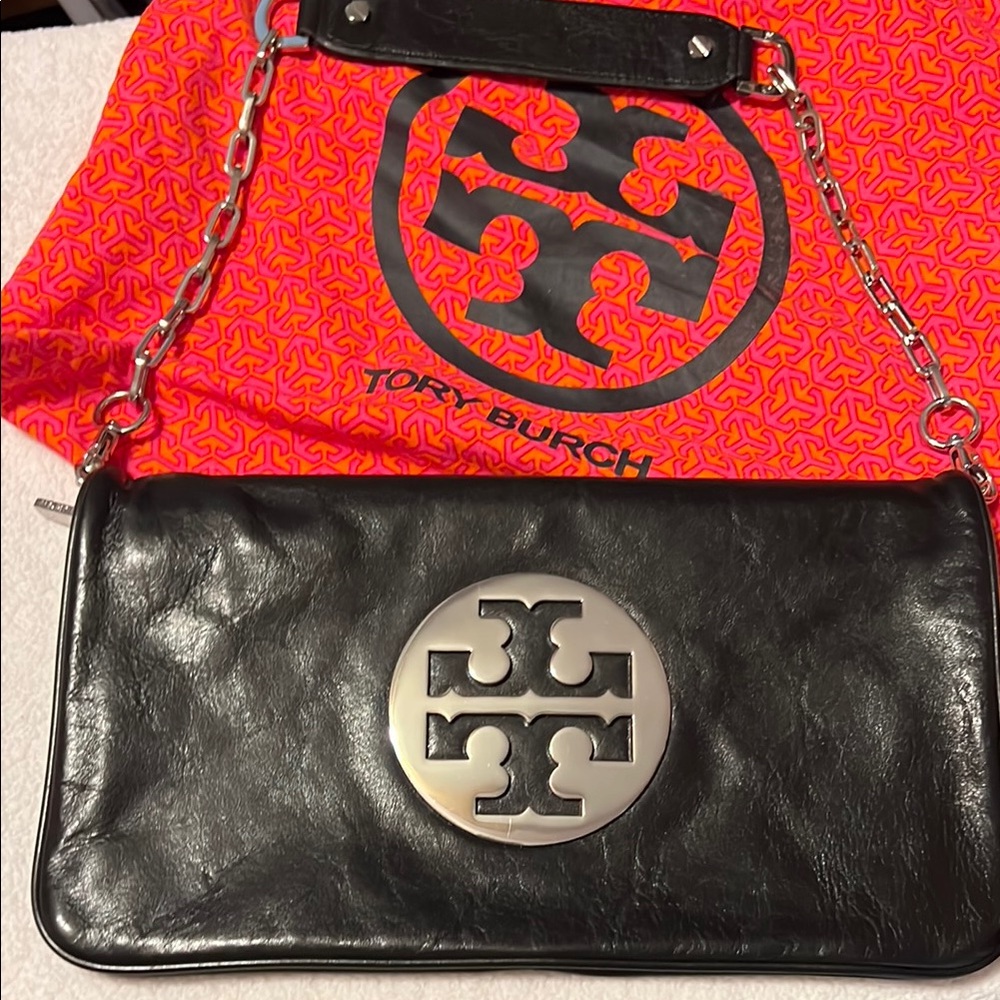 Tory Burch Black Shoulder Bag with Iconic Logo